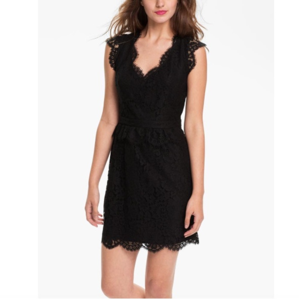 Joie Women’s Size S Lebanon Black Sheath Lace V Neck Sleeveless Dress